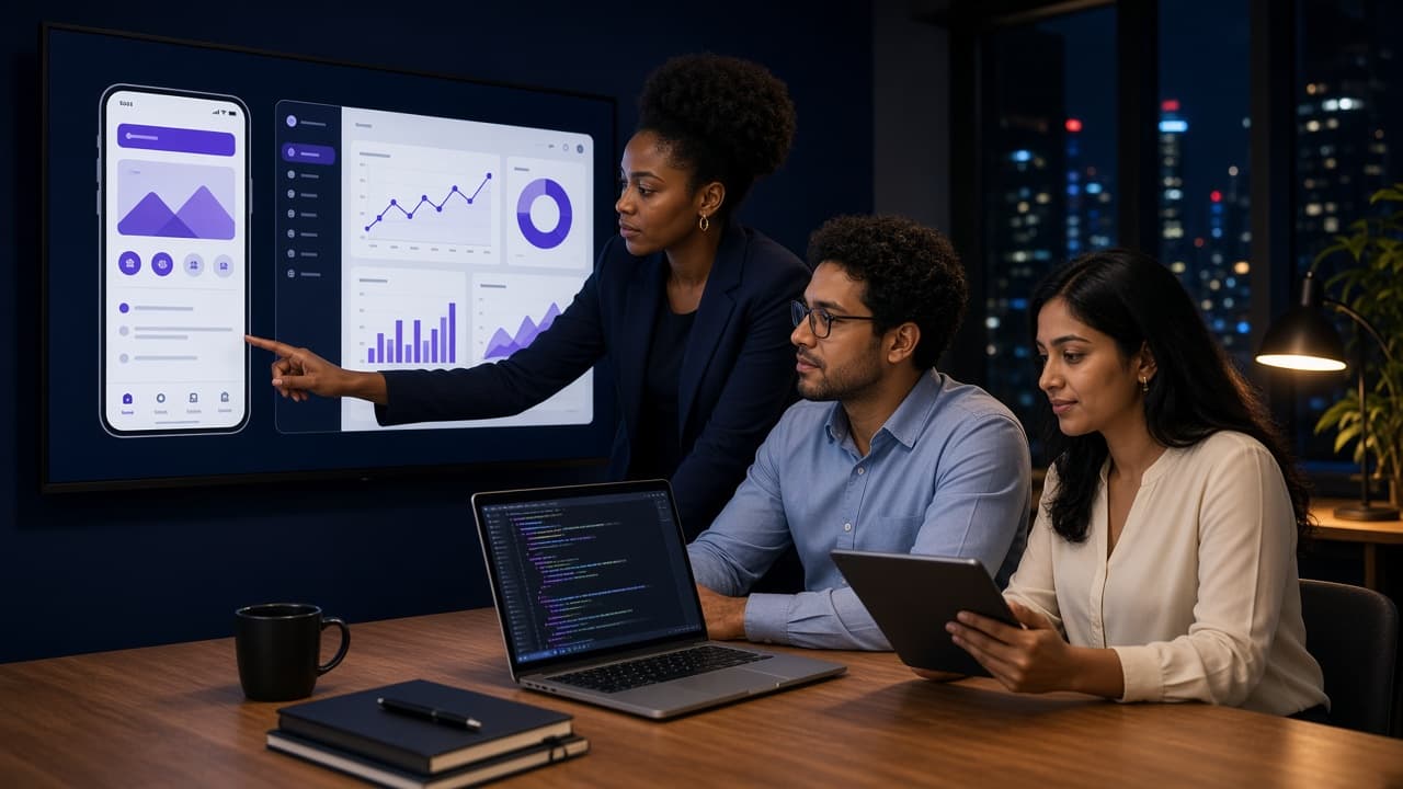 South African team reviewing an iOS and Android app that connects to existing business systems