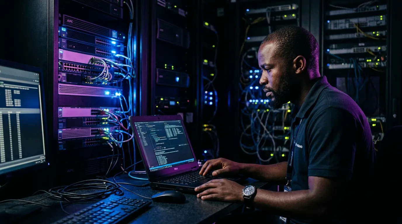 When Office Fibre Is Cut: Degrade Mode, LTE, and Communication — generated editorial image